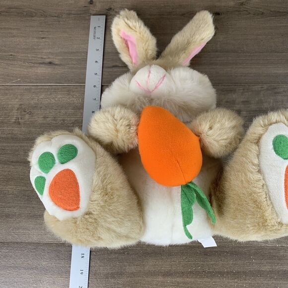 Vintage ABC Distributing Plush Bunny Rabbit Carrot Paws Stuffed Animal Toy 12" - Picture 9 of 10
